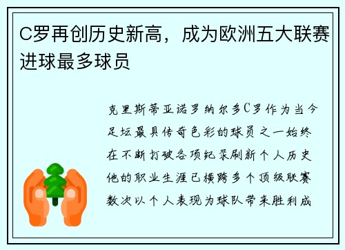 C罗再创历史新高，成为欧洲五大联赛进球最多球员
